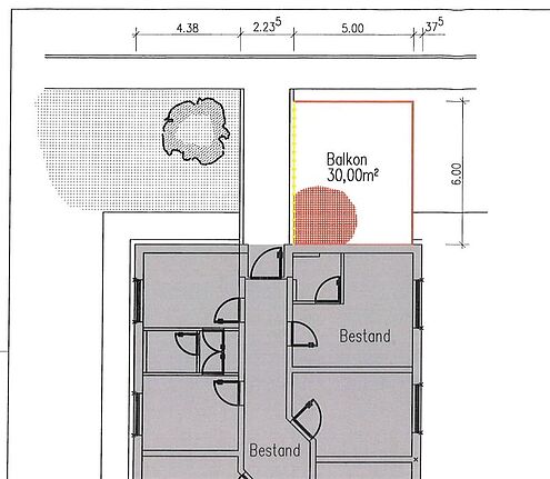 Ausschnitt eines Bauplans. 