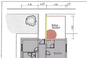 Ausschnitt eines Bauplans. 