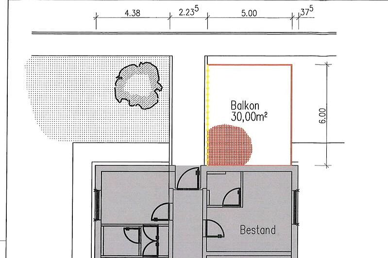 Ausschnitt eines Bauplans. 
