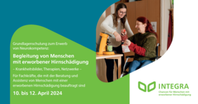 Plakat für eine Grundlagenschulung zur Begleitung von Menschen mit erworbener Hirnschädigung. 