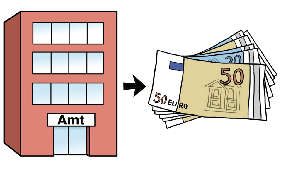 Ein Amtsgebäude und Geld