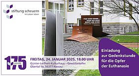 Eine Einladung zur Gedenkstunde für die Opfer der Euthanasie. 