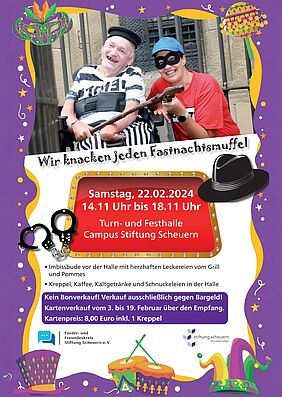 Plakat für eine Fastnachtsfeier der Stiftung Scheuern.