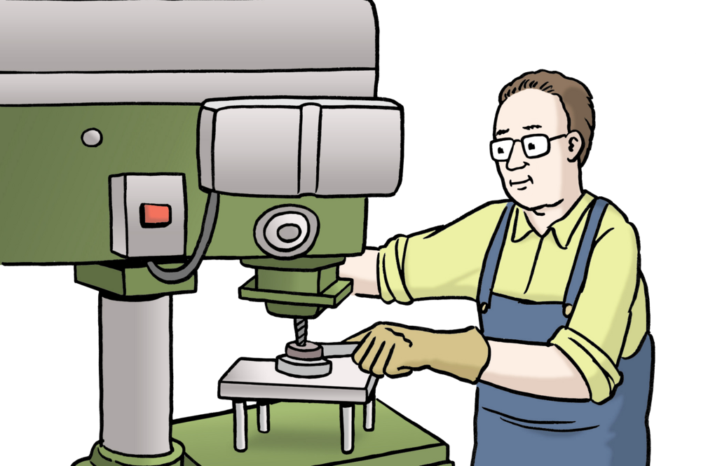 Ein Mann arbeitet an einer Maschine
